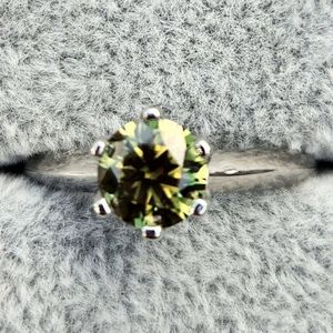 1ct Moissanite Peridot Solitaire Ring